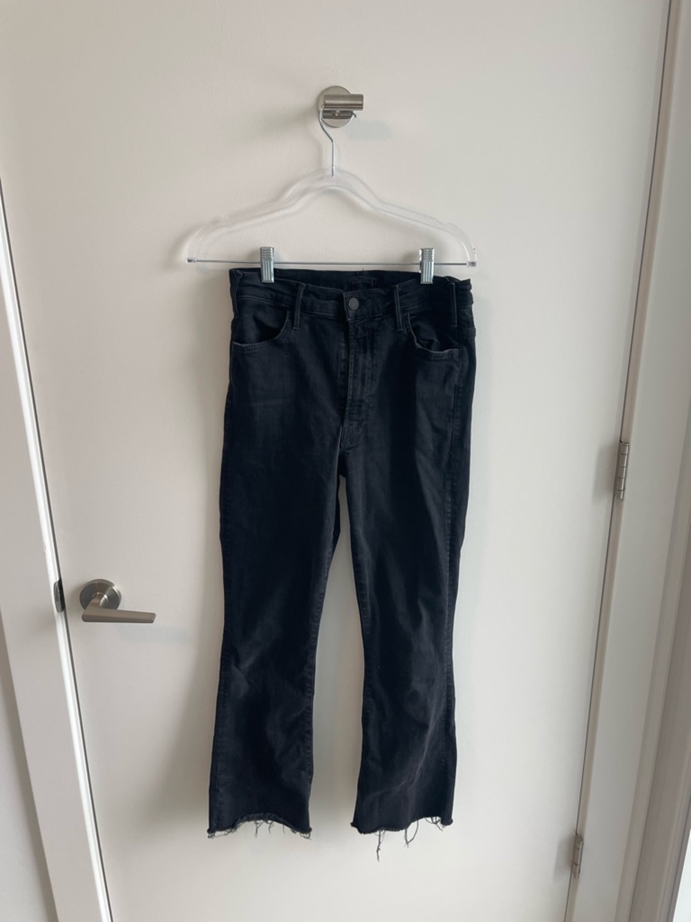 MOTHER Black Hustler Ankle Fray Jeans
